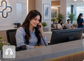Virtual medical receptionist managing a call