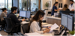 Specialty practice team reviewing records and referrals